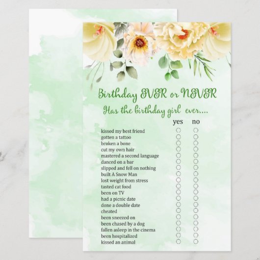 Floral Birthday Ever of Nooit Game (Voorkant / Achterkant)
