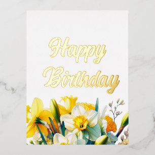 Floral Birthday Folie Feestdagen Briefkaart