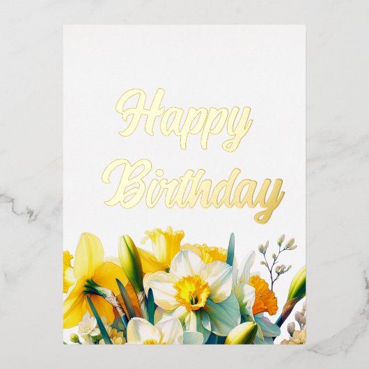 Floral Birthday Folie Feestdagen Briefkaart (Voorkant)