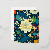 Floral Birthday Folie Feestdagen Briefkaart (Voorkant / Achterkant)