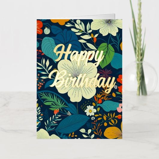 Floral Birthday Folie Wenskaart (Voorkant)