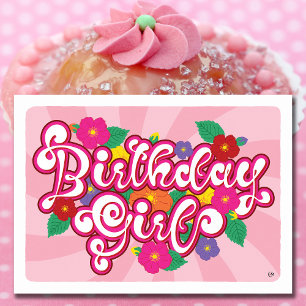 Floral Birthday Girl Blank Kaart