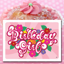 Floral Birthday Girl Blank Kaart