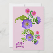 Floral Birthday Greetings Flat Kaart (Voorkant)