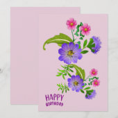 Floral Birthday Greetings Flat Kaart (Voorkant / Achterkant)