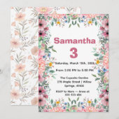 Floral Birthday Invitation, Wildflowers Birthday  Kaart (Voorkant / Achterkant)