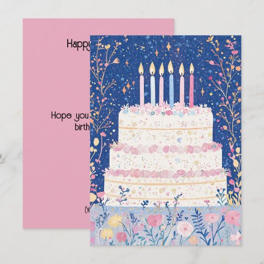  Floral Birthday Kaart (Voorkant / Achterkant)