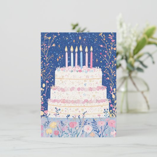  Floral Birthday Kaart (Staand voorkant)