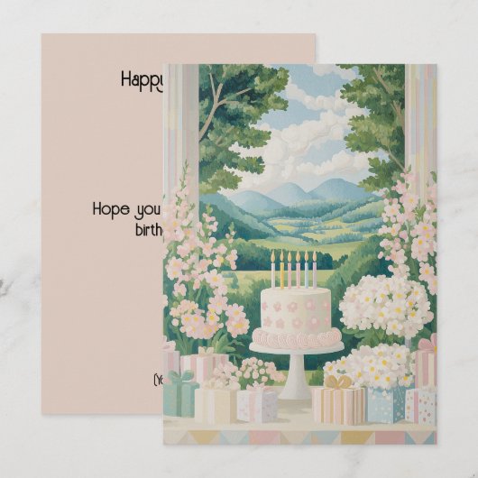  Floral Birthday Kaart (Voorkant / Achterkant)