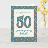 Floral Birthday Kaart, grootmoeder, 50 jaar jonge Kaart (Gele Bloem)