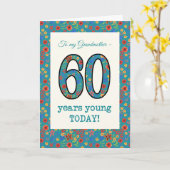Floral Birthday Kaart, grootmoeder, 60 jaar jonge Kaart (Gele Bloem)