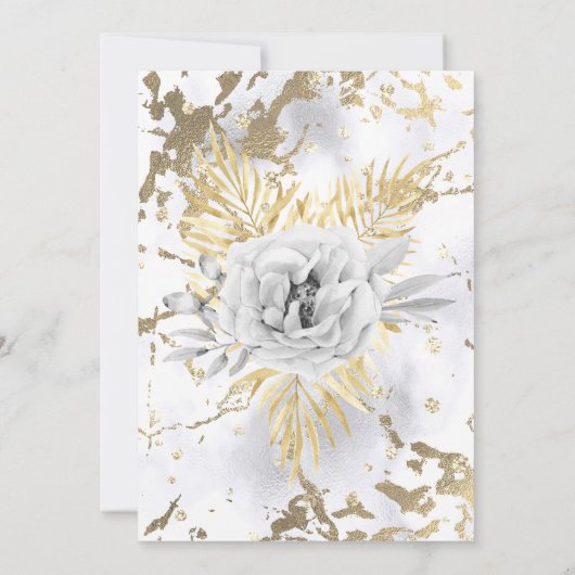 Floral Birthday Party (goudmarmer Roos) Kaart (Achterkant)