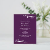 Floral Birthday Party Invitations in Dark Paars Kaart (Staand voorkant)