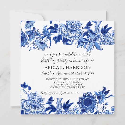 Floral Birthday Party Kaart (Voorkant)