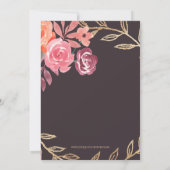 Floral Birthday Party Pink Burgundy on Slate Grey Kaart (Achterkant)