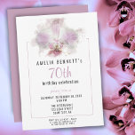 Floral Birthday Party (Waterverf van roze orchidee Kaart<br><div class="desc">Waterverf Floral Birthday Party nodigt roze orchidee uit. Het ontwerp heeft een prachtige roze waterverf orchidee. Elegant floral verjaardagsfeest uitnodiging voor een vrouw die haar 70ste verjaardag viert.</div>