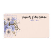 Floral Birthday Peach Violet Vijf Petal Wilde Roos Etiket (Voorkant)