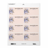 Floral Birthday Peach Violet Vijf Petal Wilde Roos Etiket (Full Sheet)