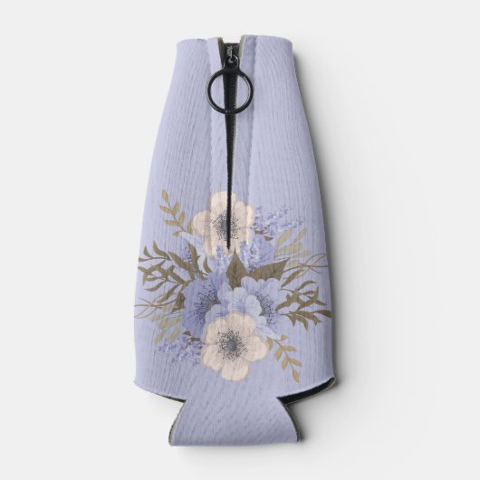 Floral Birthday Peach Violet Vijf Petal Wilde Roos Flesjeskoeler (Achterkant)