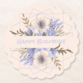 Floral Birthday Peach Violet Vijf Petal Wilde Roos Kartonnen Onderzetters (Voorkant)