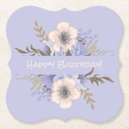 Floral Birthday Peach Violet Vijf Petal Wilde Roos Kartonnen Onderzetters