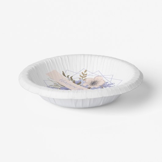 Floral Birthday Peach Violet Vijf Petal Wilde Roos Papieren Kommen (Gebogen)