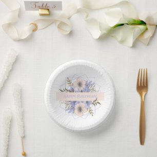Floral Birthday Peach Violet Vijf Petal Wilde Roos Papieren Kommen