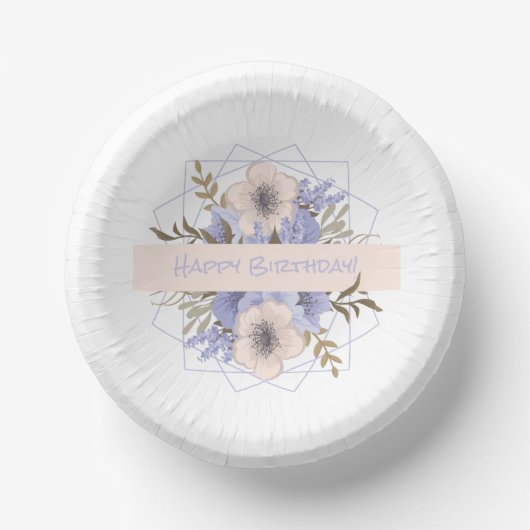 Floral Birthday Peach Violet Vijf Petal Wilde Roos Papieren Kommen (Voorkant)