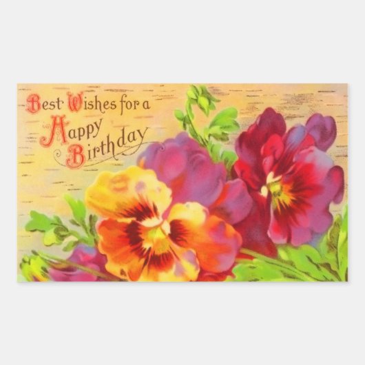  Floral Birthday Rechthoekige Sticker (Voorkant)