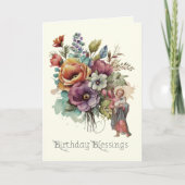 Floral Birthday Religieuze Jesus Christelijk Bedankkaart (Voorkant)