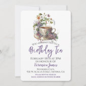 Floral Birthday Tea Party Kaart (Voorkant)