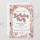 Floral Birthday Uitnodiging (Voorkant)
