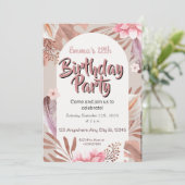 Floral Birthday Uitnodiging (Staand voorkant)