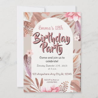 Floral Birthday Uitnodiging