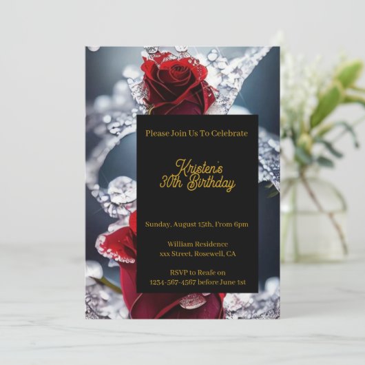 Floral Birthday Uitnodiging (Staand voorkant)