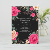 Floral Birthday Uitnodiging (Staand voorkant)