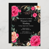 Floral Birthday Uitnodiging (Voorkant / Achterkant)