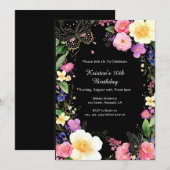 Floral Birthday Uitnodiging (Voorkant / Achterkant)