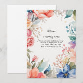 Floral Birthday Uitnodiging (Voorkant / Achterkant)