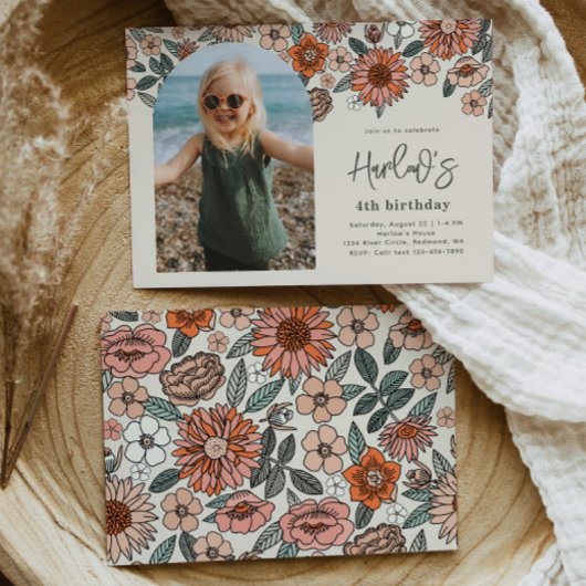 Floral Birthday Uitnodiging | Beach Birthday