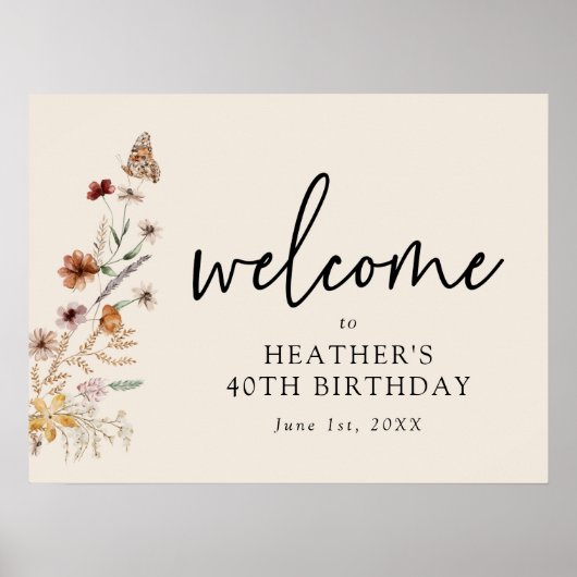 Floral Birthday Welcome Poster (Voorkant)