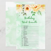 Floral Birthday Word Scramble Game (Voorkant / Achterkant)