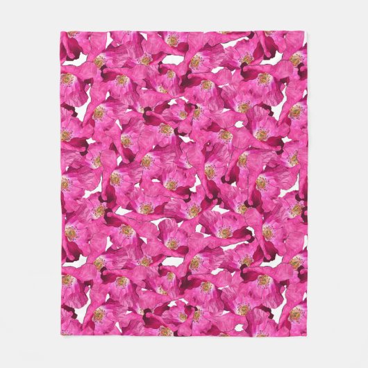 Floral blaast een roze patroon op. fleece deken (Voorkant)