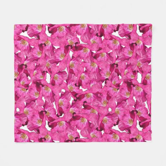 Floral blaast een roze patroon op. fleece deken (Voorkant (Horizontaal))