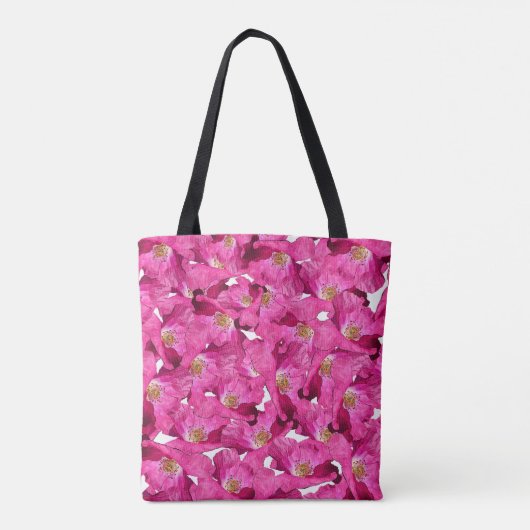 Floral blaast roze patroon op. Monogram. Tote Bag (Achterkant)