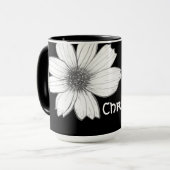 Floral Black, aangepaste naam latte Mok (Voorkant links)