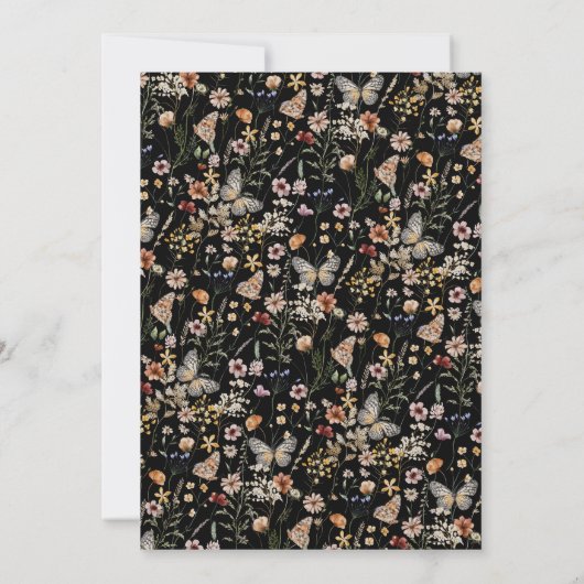 Floral Black Afstuderen Aankondiging (Achterkant)