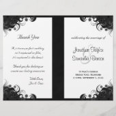 Floral Black and White Gothic Folded Wedding Progr (Voorkant)