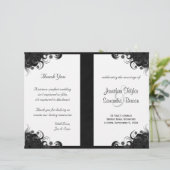 Floral Black and White Gothic Folded Wedding Progr (Staand voorkant)