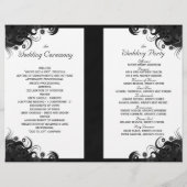 Floral Black and White Gothic Folded Wedding Progr (Achterkant)